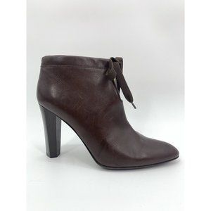 Diane von Furstenberg Shoes 9.5 Brown Bootie Heel Made in Italy Tie Front Point